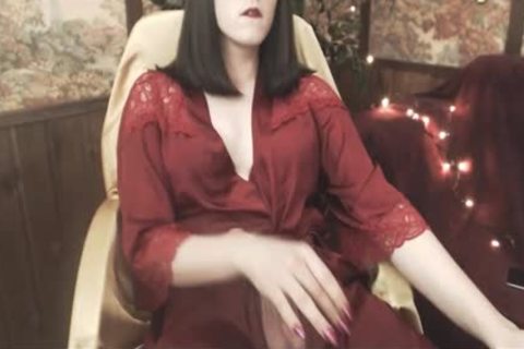 nice-looking sheboy In Red dress Strokes & Cums