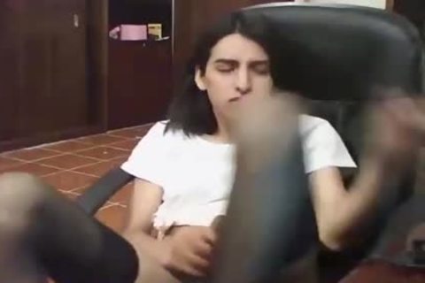 slutty Petite shemale Jerks Off