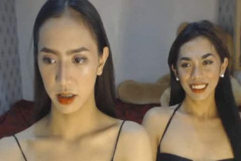 asian Skinny ladyboys Double cock oral enjoyment job