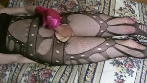 Skinny blonde Sissy Joys With Pink fake penis In Solo Action With ejaculation