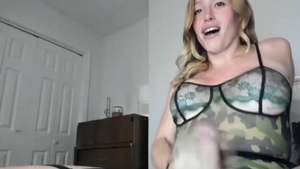 blond t-girl Masturbating Her 10-Pounder In sofa